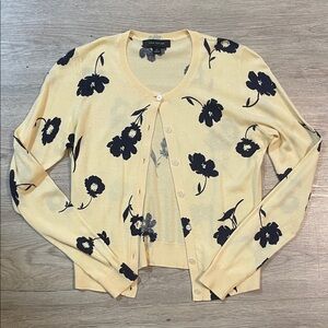 Ann Taylor Yellow Floral Cardigan